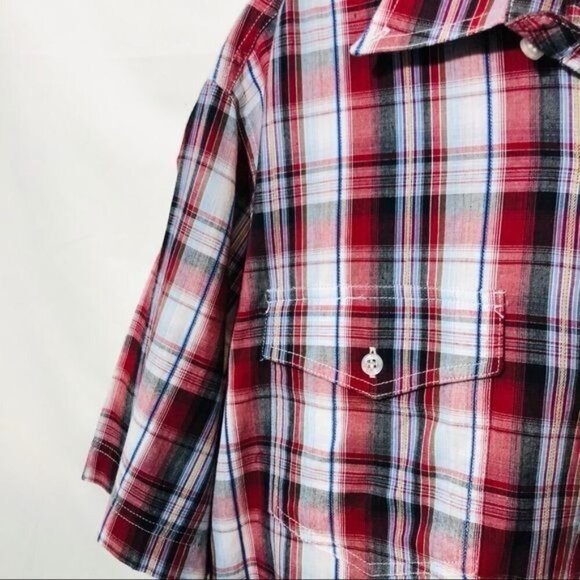 Roper Men's Button Down Shirt Plaid Western Red Blue Size Large - Picture 4 of 8